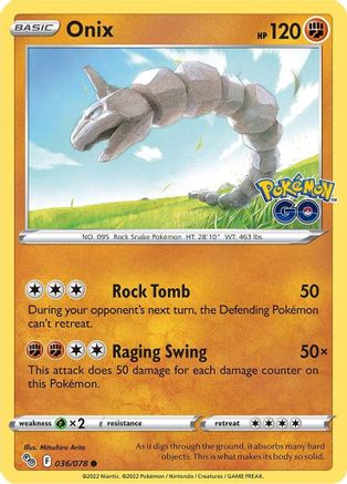 Image of Onix 036/078  - Reverse Holofoil Pokemon GO - Common