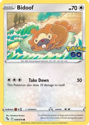 Image of Bidoof 059/078  - Reverse Holofoil Pokemon GO - Common