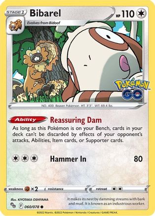 Image of Bibarel 060/078  - Reverse Holofoil Pokemon GO - Common