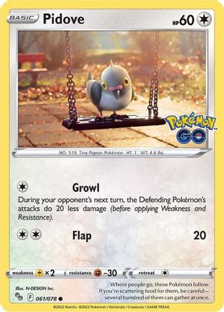 Image of Pidove 061/078  Pokemon GO - Common
