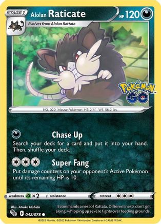 Image of Alolan Raticate 042/078  - Reverse Holofoil Pokemon GO - Common