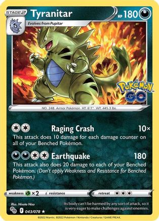 Image of Tyranitar 043/078  - Reverse Holofoil Pokemon GO - Holo Rare