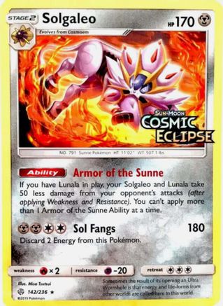 Image of Solgaleo 142/236  - Holofoil Miscellaneous Cards & Products - Promo