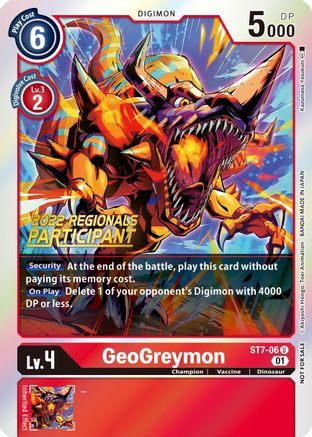 Image of GeoGreymon (2022 Championship Offline Regional) [Online Participant] (ST7-06) - Starter Deck 07: Gallantmon Foil