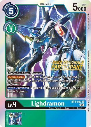 Image of Lighdramon (2022 Championship Offline Regional) [Online Participant] (BT8-053) - New Awakening Foil