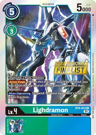 Image of Lighdramon (2022 Championship Offline Regional) [Online Finalist] (BT8-053) - New Awakening Foil