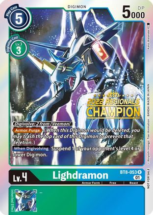 Image of Lighdramon (2022 Championship Offline Regional) [Online Champion] (BT8-053) - New Awakening Foil