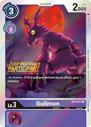 Image of Guilmon (2022 Championship Offline Regional) [Online Participant] (BT5-071) - Battle of Omni Foil