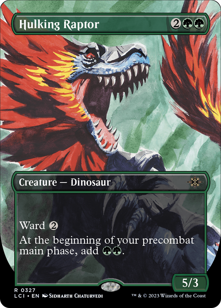 Image of Hulking Raptor (Borderless) (LCI-327) - The Lost Caverns of Ixalan (Borderless) Foil