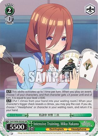 Image of Intensive Training, Miku Nakano (SR) (5HY/W90-E034S SR) - The Quintessential Quintuplets 2