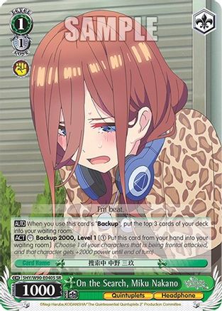 Image of On the Search, Miku Nakano (SR) (5HY/W90-E040S SR) - The Quintessential Quintuplets 2