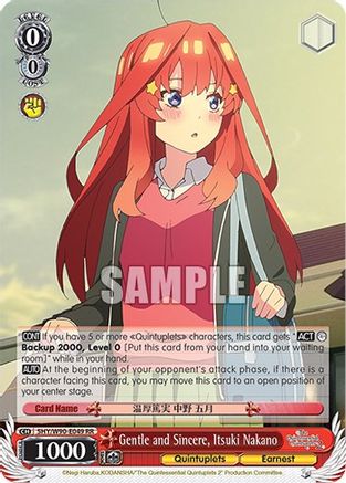 Image of Gentle and Sincere, Itsuki Nakano (5HY/W90-E049 RR) - The Quintessential Quintuplets 2