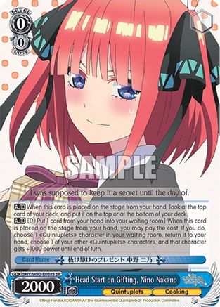 Image of Head Start on Gifting, Nino Nakano (SR) (5HY/W90-E088S SR) - The Quintessential Quintuplets 2