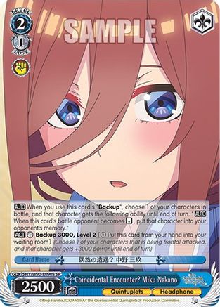 Image of Coincidental Encounter? Miku Nakano (SR) (5HY/W90-E090S SR) - The Quintessential Quintuplets 2