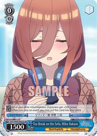 Image of Tea Break on the Sofa, Miku Nakano (SR) (5HY/W90-E093S SR) - The Quintessential Quintuplets 2