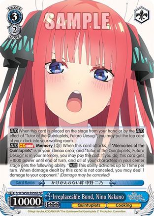 Image of Irreplaceable Bond, Nino Nakano (SR) (5HY/W90-E096S SR) - The Quintessential Quintuplets 2