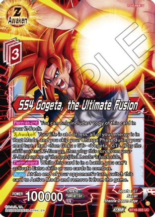 Image of SS4 Gogeta, the Ultimate Fusion (BT18-003) - Dawn of the ZLegends