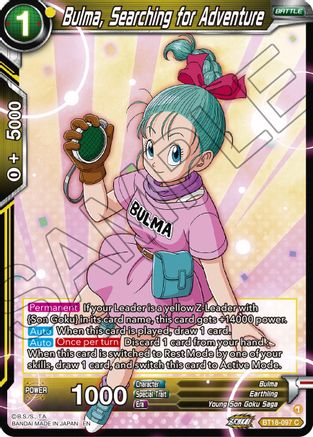 Image of Bulma, Searching for Adventure (BT18-097) - Dawn of the ZLegends Foil