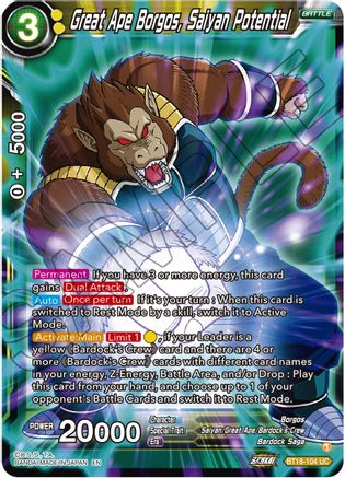 Image of Great Ape Borgos, Saiyan Potential (BT18-104) - Dawn of the ZLegends Foil