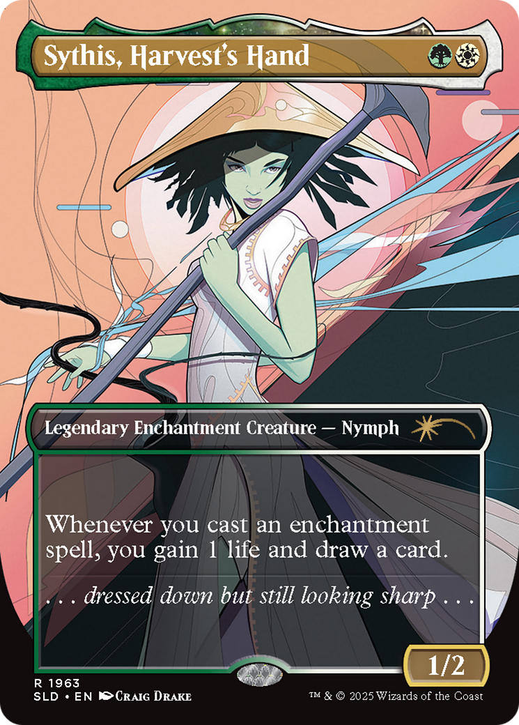 Image of Sythis, Harvest's Hand (SLD-1963) - Secret Lair Drop: (enchantment) (Borderless) Foil