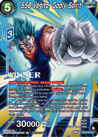 Image of SSB Vegito, Godly Spirit (ZENKAI Celebration Winner-Stamped) (SD18-02) - Promotion Cards Foil