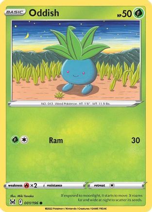 Image of Oddish 001/196  - Reverse Holofoil SWSH11 Lost Origin - Common