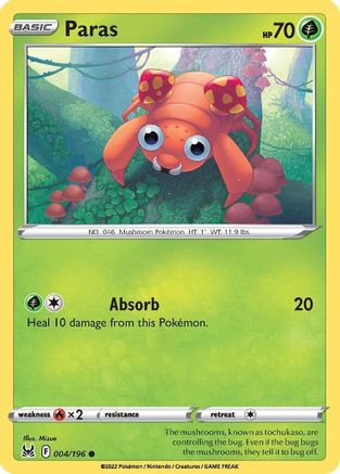 Image of Paras 004/196  SWSH11 Lost Origin - Common