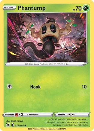 Image of Phantump 016/196  SWSH11 Lost Origin - Common