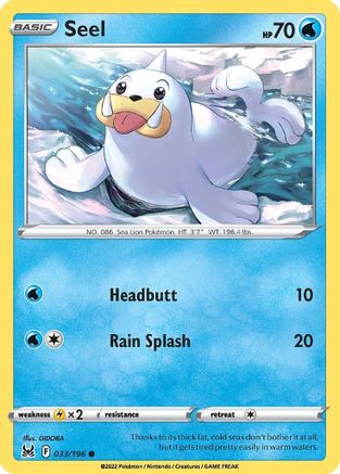 Image of Seel 033/196  SWSH11 Lost Origin - Common