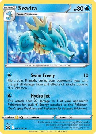 Image of Seadra 036/196  - Reverse Holofoil SWSH11 Lost Origin - Uncommon