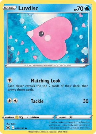 Image of Luvdisc 038/196  SWSH11 Lost Origin - Common