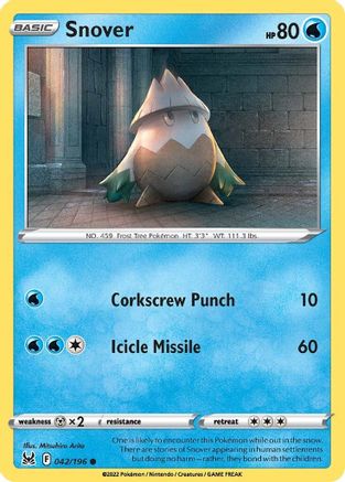 Image of Snover 042/196  - Reverse Holofoil SWSH11 Lost Origin - Common