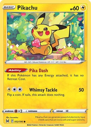 Image of Pikachu 052/196  SWSH11 Lost Origin - Common