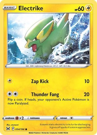Image of Electrike 054/196  - Reverse Holofoil SWSH11 Lost Origin - Common
