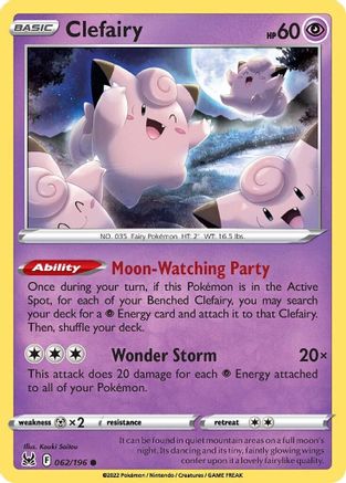 Image of Clefairy 062/196  - Reverse Holofoil SWSH11 Lost Origin - Common
