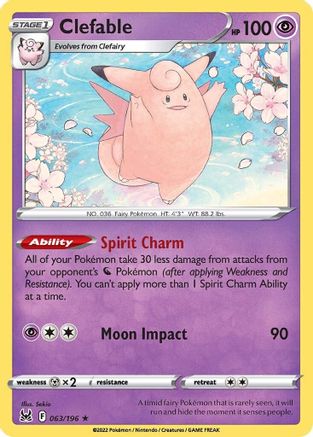 Image of Clefable 063/196  - Reverse Holofoil SWSH11 Lost Origin - Rare