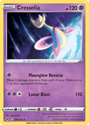 Image of Cresselia 074/196  - Reverse Holofoil SWSH11 Lost Origin - Holo Rare