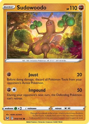 Image of Sudowoodo 094/196  - Reverse Holofoil SWSH11 Lost Origin - Common
