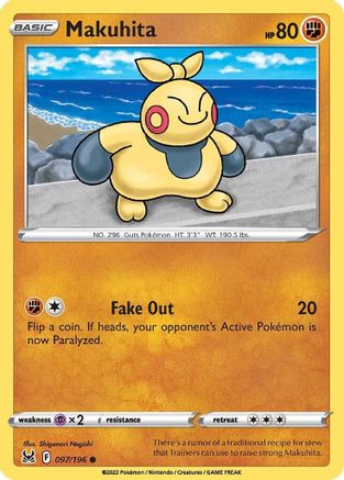 Image of Makuhita 097/196  - Reverse Holofoil SWSH11 Lost Origin - Common