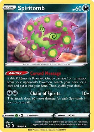 Image of Spiritomb 117/196  - Reverse Holofoil SWSH11 Lost Origin - Rare