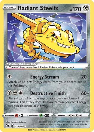 Image of Radiant Steelix 124/196  - Holofoil SWSH11 Lost Origin - Radiant Rare