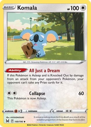 Image of Komala 149/196  - Reverse Holofoil SWSH11 Lost Origin - Uncommon