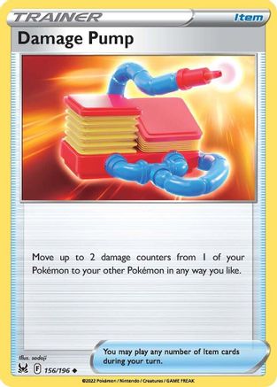 Image of Damage Pump 156/196  - Reverse Holofoil SWSH11 Lost Origin - Uncommon