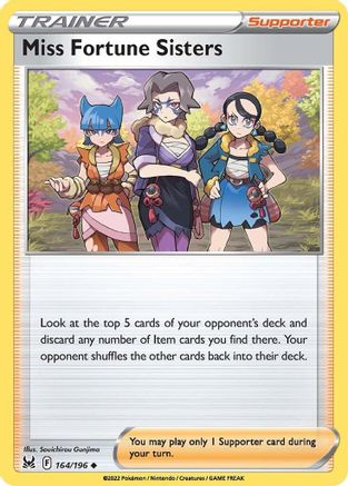 Image of Miss Fortune Sisters 164/196  - Reverse Holofoil SWSH11 Lost Origin - Uncommon