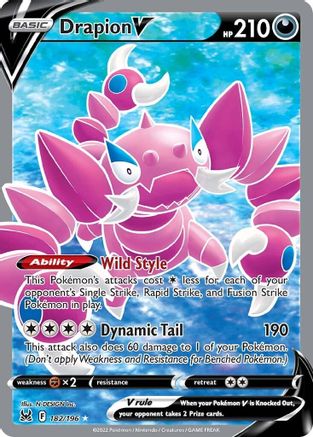 Image of Drapion V (Full Art) 182/196  - Holofoil SWSH11 Lost Origin - Ultra Rare