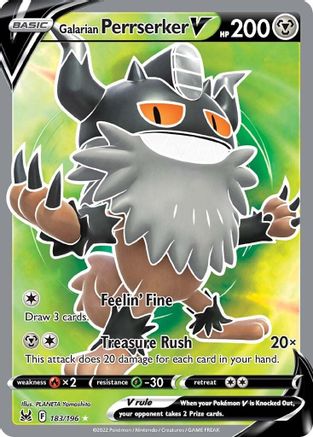Image of Galarian Perrserker V (Full Art) 183/196  - Holofoil SWSH11 Lost Origin - Ultra Rare