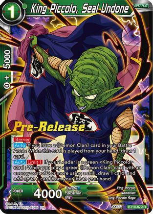Image of King Piccolo, Seal Undone (BT18-079) - Dawn of the ZLegends PreRelease Cards
