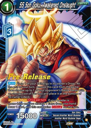 Image of SS Son Goku, Awakened Onslaught (BT18-033) - Dawn of the ZLegends PreRelease Cards