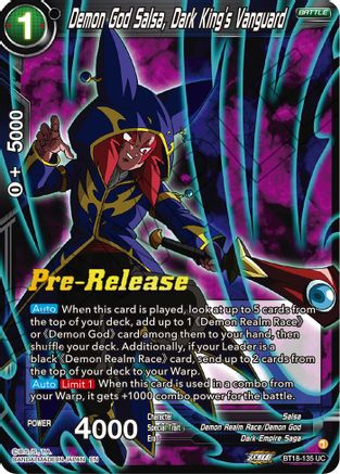 Image of Demon God Salsa, Dark King's Vanguard (BT18-135) - Dawn of the ZLegends PreRelease Cards