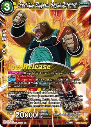 Image of Great Ape Shugesh, Saiyan Potential (BT18-102) - Dawn of the ZLegends PreRelease Cards